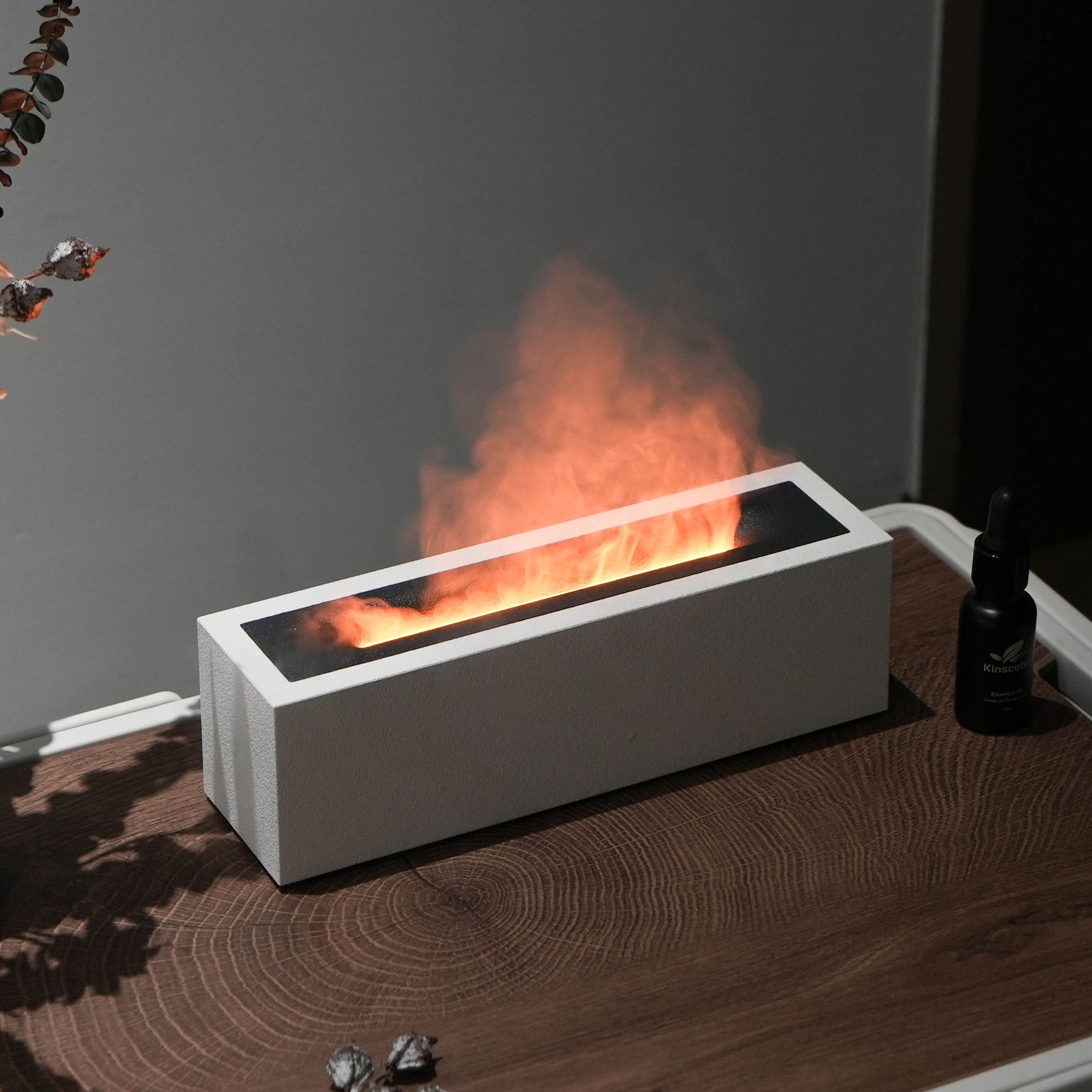 Difusor de Aromaterapia con Llama, Humidificador, Lámpara de Ambiente para el Hogar, Gran Volumen de Vapor, Difusor de Aceites Esenciales