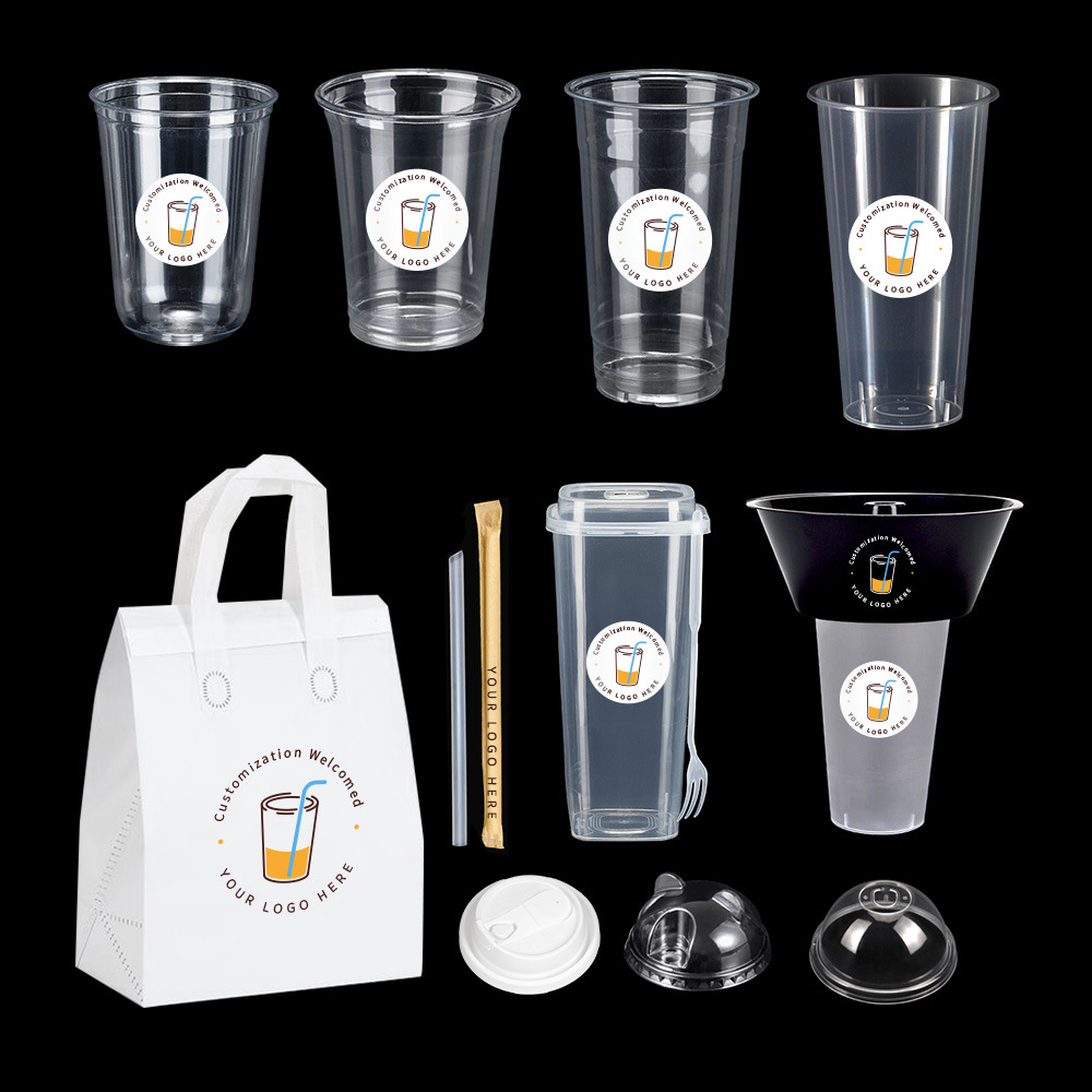 Vasos de café y té con leche para llevar, vasos desechables para té con leche, vasos de café con tapas, envases para bebidas frías para llevar, vasos de plástico PET