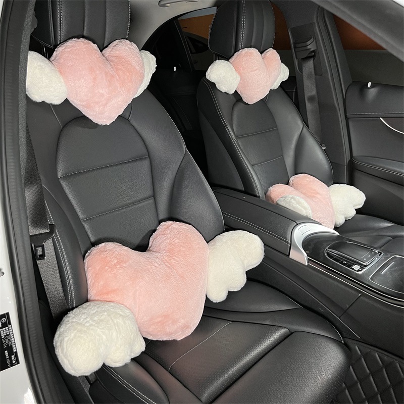 자동차 머리 받침 요추 지원 운전 허리 보호 그물 인기있는 사랑 날개 자동차 목 보호 쿠션 자동차 시트 등받이 허리 쿠션