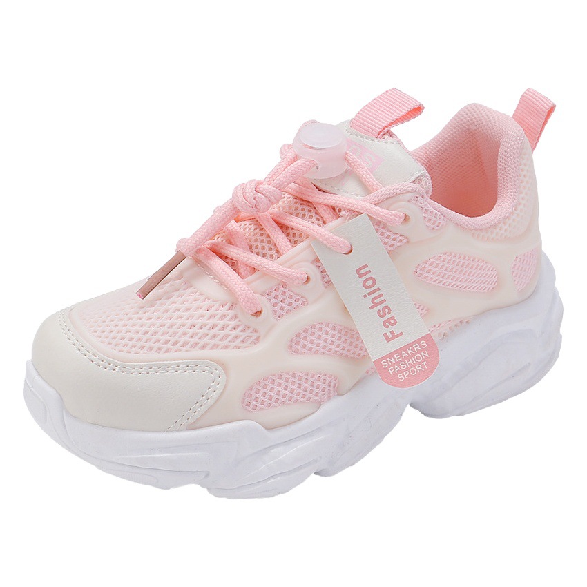 Zapatillas de malla para niñas zapatos de papá transpirable 2024 nuevos zapatos para niños de moda para niños zapatos para correr de fondo suave para niños