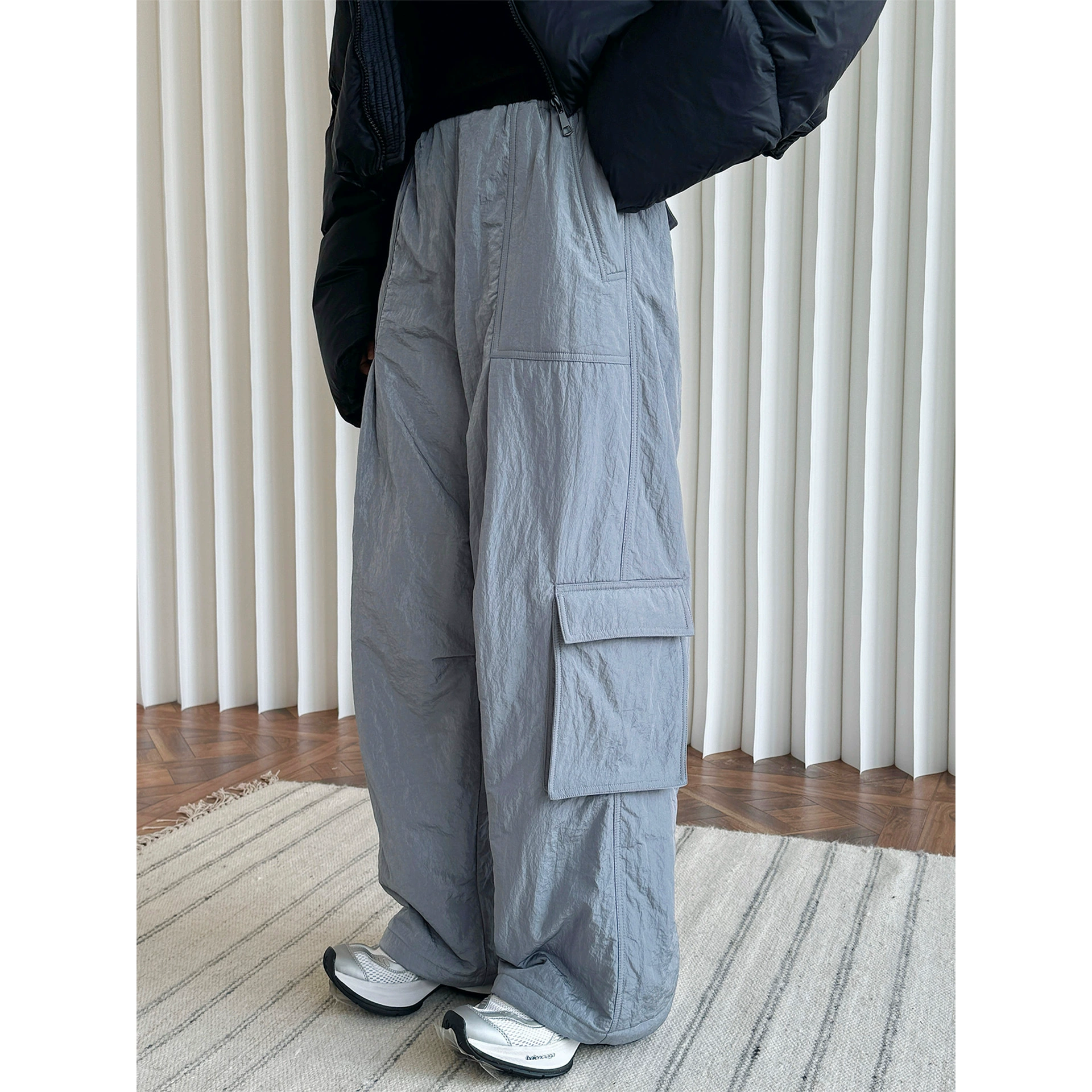 Зимние новые корейские стильные модные рабочие брюки в стиле INS, стеганые повседневные брюки, легкие теплые широкие брюки для женщин