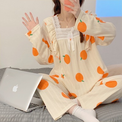 好梦纷春秋款ins风睡衣女士长袖蕾丝花边甜美可外穿休闲舒适家居