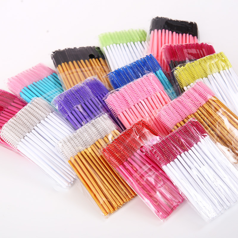使い捨てまつ毛ブラシ50本入りカラー中空棒まつ毛櫛使い捨て接ぎ木まつ毛ブラシ眉ブラシ|undefined