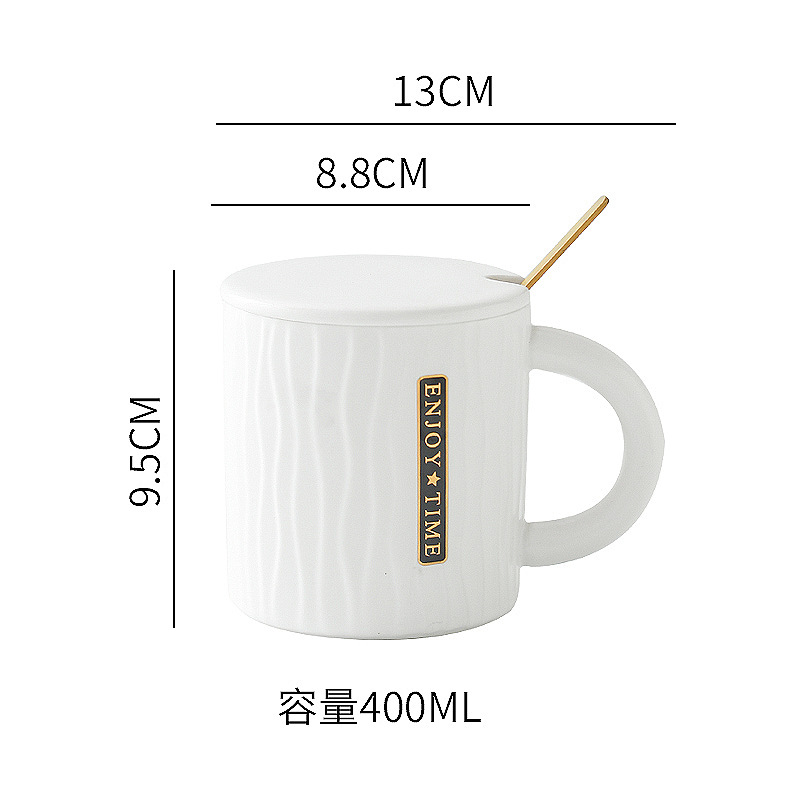 Taza de cerámica de gran capacidad taza de agua de alto aspecto con cuchara de tapa taza de bebida de jugo para hombres y mujeres taza de oficina en casa