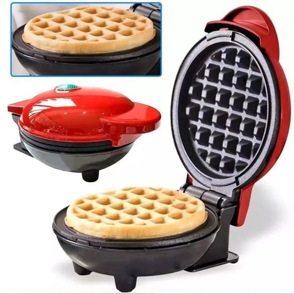 Mini máquina de waffle mini doméstica mini abrasivo funcional comercial máquina de muffle pequeña doble cara calentada galleta de pastel eléctrica