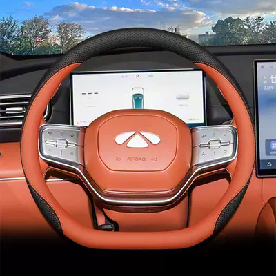 2026 Chery Fengyun T9L Steering Wheel Cover High-End Version Car Interior Modification Accessories Four-Season Handle Cover (Steering wheel cover) - black-orange-set-type-ultra-thin-model