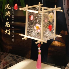 ガラス塗装ランタン手作り diy 材料パッケージガラスランタン古代スタイルポータブル発光シーンイベント中秋節