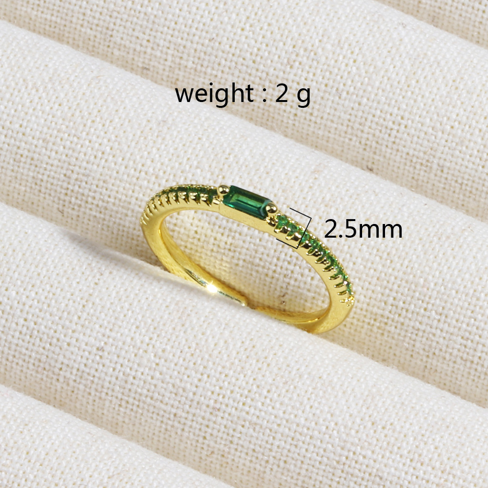 1 Piece Quantity Brass 18K Gold Plated Plating Inlay Solid Color Zircon Open Rings