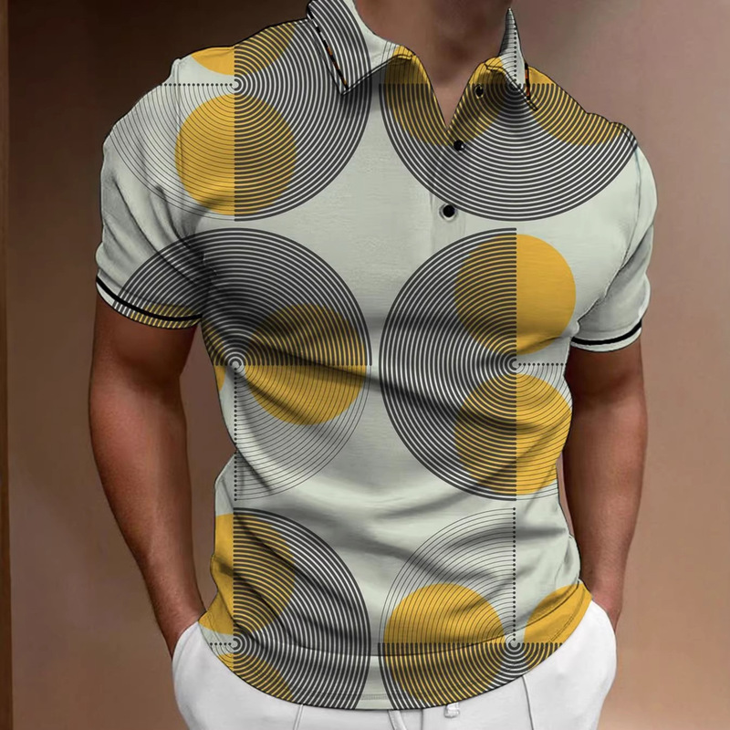 Men's Polo Shirt Cross-Border 3D Printed Circle Pattern Summer Men's Casual Fashion Trendy Short-Sleeved Polo Shirt Men's Polo Shirt Cross-Border 3D Printed Circle Pattern Summer Men's Casual Fashion Trendy Short-Sleeved Polo Shirt