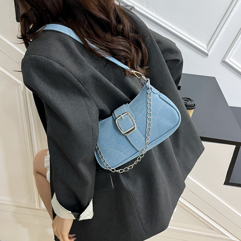 Borsa a spalla in denim premium da donna, borsa a tracolla moda_voghion.com