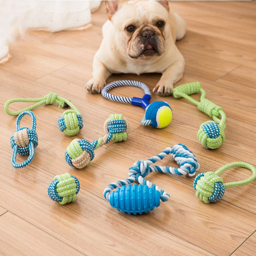 Dog teeth grinding knot toy dog ​​chewing rope set Golden Retriever Teddy Pomeranian puppy large and small dog toy ball