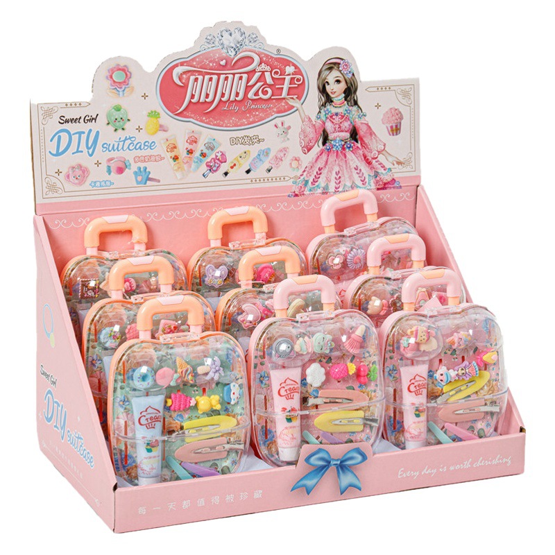 Juego de joyas con maleta tipo trolley de princesa, versión mejorada, juguete de simulación para niñas, juego de decoración de supermercado, regalo infantil.
