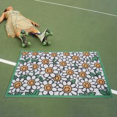 Cartoon Daisy Smiling Face ins Nordic Entrance Wire Circle Floor Mat Home Simple Entry Door Mat Anti-Slip Carpet