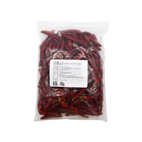 Guizhou chili 100g dried chili, small red chili with thick skin, suitable for cooking hot pot, original pepper, commercial dried chili