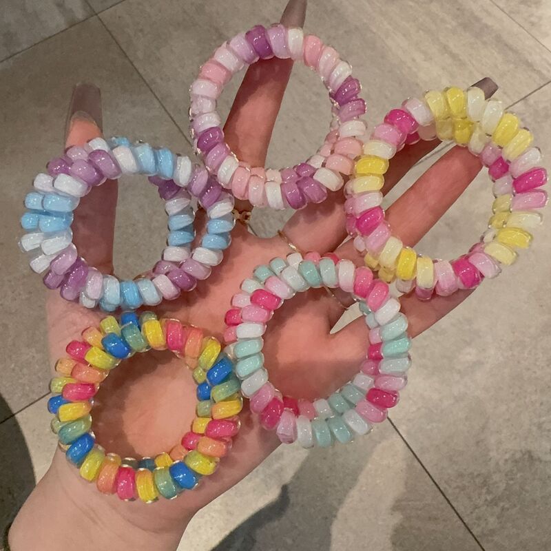 2024 East Gate Early Summer New Bright Face Color Color Color Gradient Telephone Line Hair Ring Small Fresh Girl Rubber Tendon 2024 East Gate Early Summer New Bright Face Color Color Color Gradient Telephone Line Hair Ring Small Fresh Girl Rubber Tendon