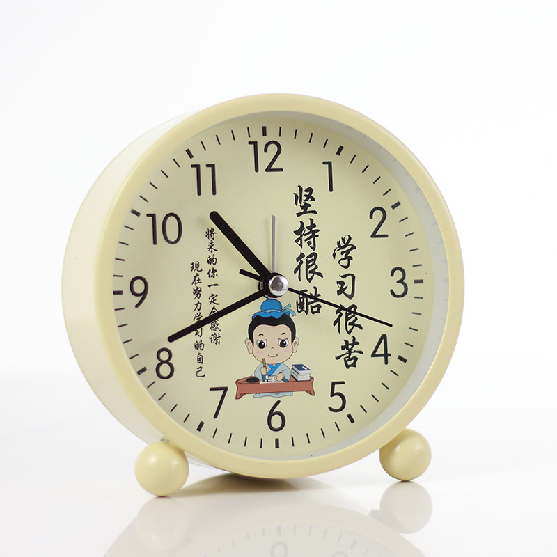 充電早教児童金属小目覚まし時計女の子男の子デスクトップ起き時計学生用専用学習時計|undefined