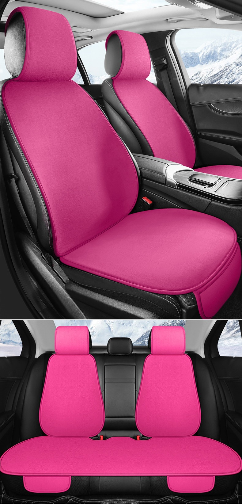 Winter Car Seat Cushion Set, Warm Short Plush Three-Piece Set, Small Car Cushion, Single-Piece Plush Cushion, Winter Rear Seat Cushion
