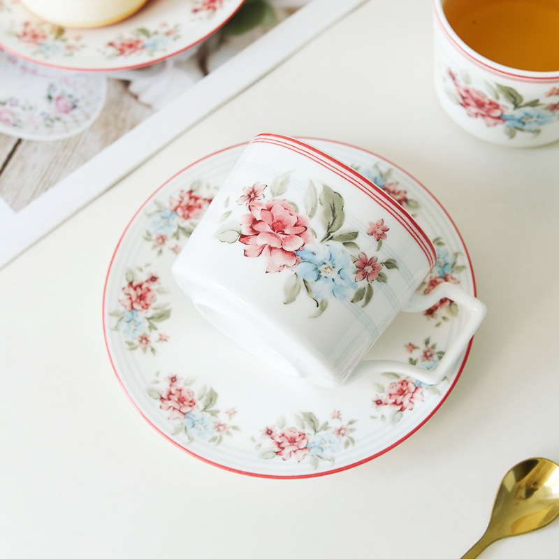 Tazas de café de cerámica francesa y platos de estilo británico set de té de la tarde tazas de porcelana elegantes