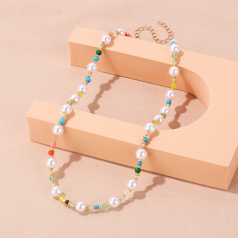 Geometric Pattern Bohemian Geometric Alloy Beaded Artificial Pearl Necklace