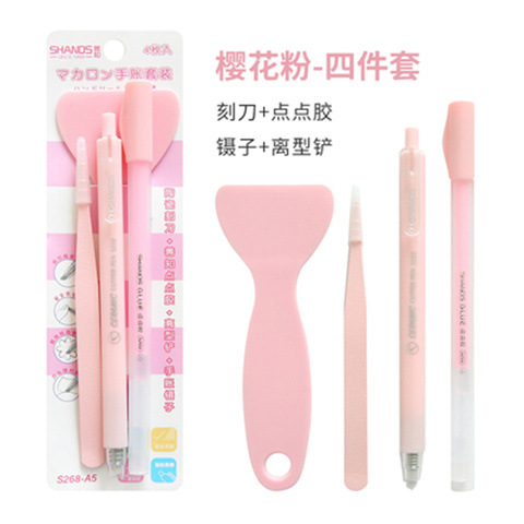 Cuentas de mano de buena reputación artefacto de 4 piezas de dispensación de pegamento y cuchillo de cerámica pequeño cuchillo amarillo cuchillo artístico cuchillo de corte pegatinas de cuentas de mano DI