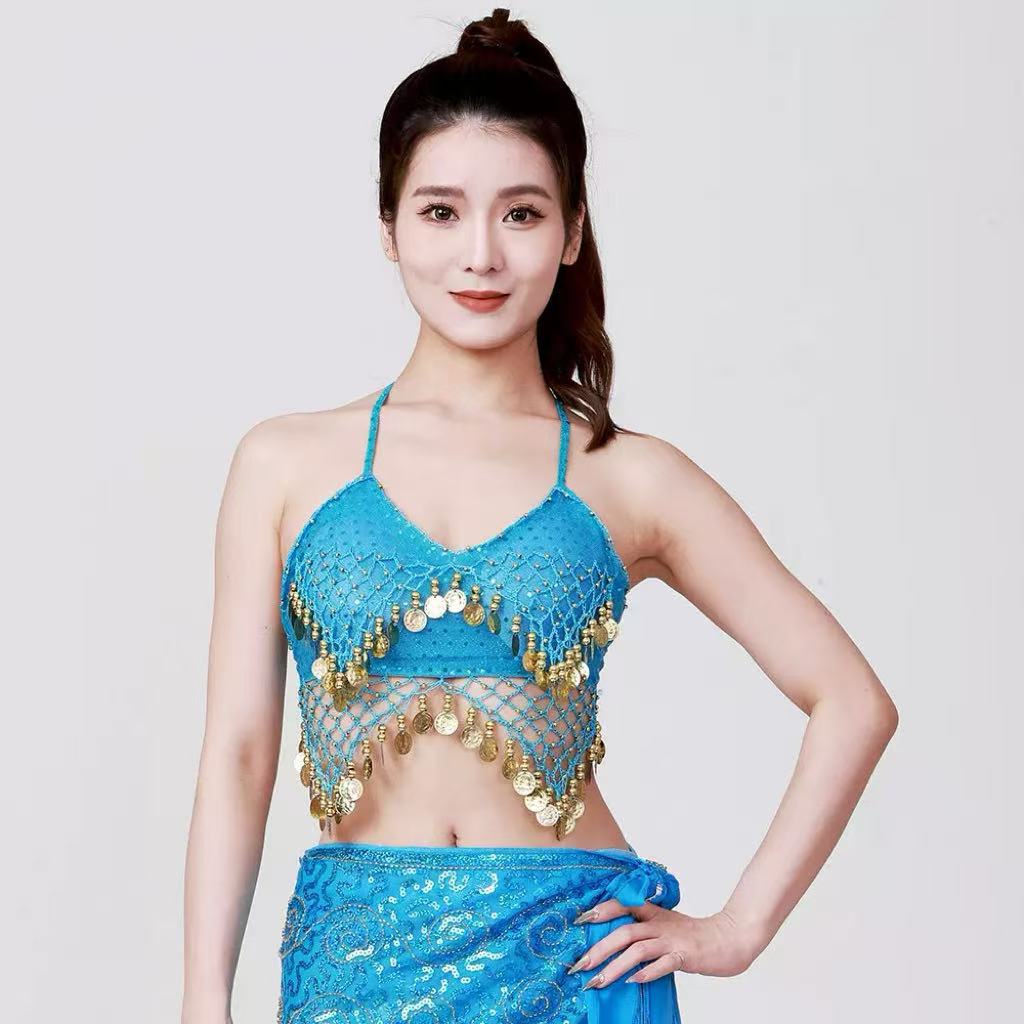 Belly Dance Top Costume Dancewear Stage Performance Bra Festival Dance Performance Outfit Camisole Sequin Bustier