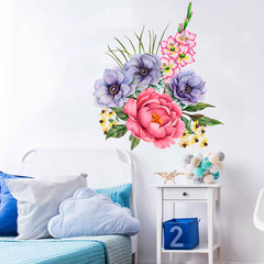 牡丹花玫瑰花綠葉牆貼廠家新款畫客廳臥室冰箱貼門貼裝飾畫KS6783