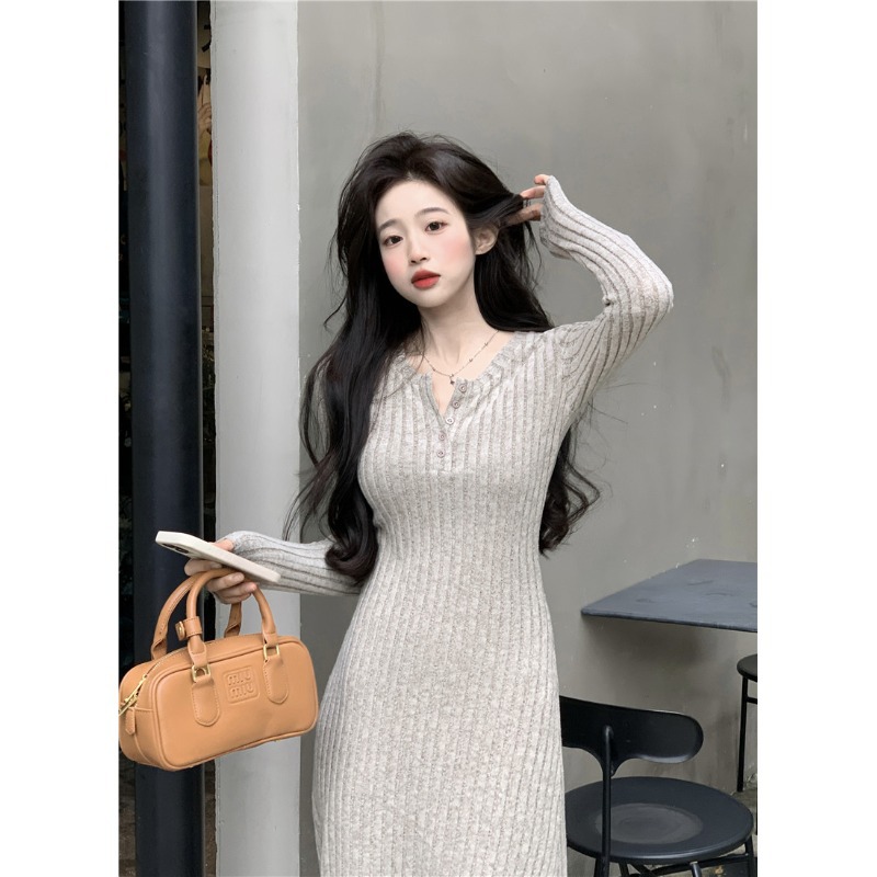 (2개) 가을과 겨울 2024 새로운 프랑스 스타일 우아한 블랙 롱 원피스 베이스 스웨터 원피스 어린이 작은 니트 원피스