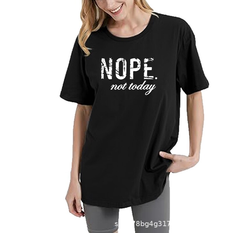 レディース Tシャツ ヨーロッパとアメリカのアマゾン独立ステーション nope not today レター半袖トップ Tシャツ|undefined