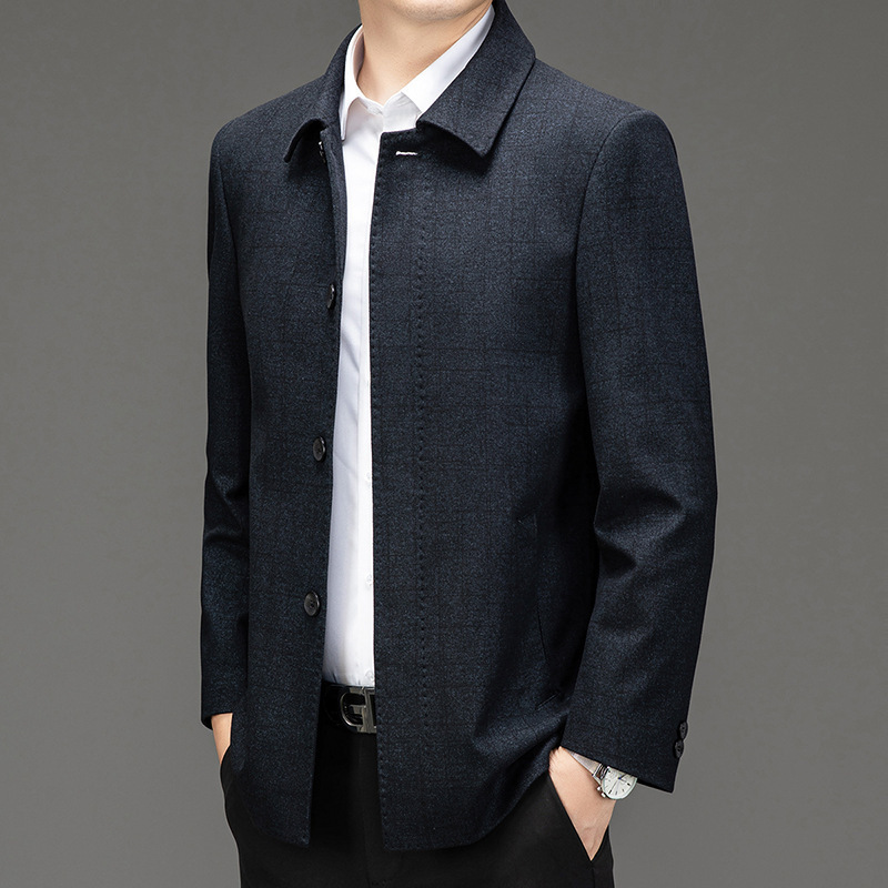 Brand High-End Spring and Autumn Cashmere Men's Executive Jacket Loose Lapel Comfortable Middle-Aged and Elderly Casual Men's Jacket Brand High-End Spring and Autumn Cashmere Men's Executive Jacket Loose Lapel Comfortable Middle-Aged and Elderly Casual Men's Jacket