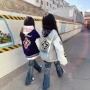字母春秋新款撞色夹克
