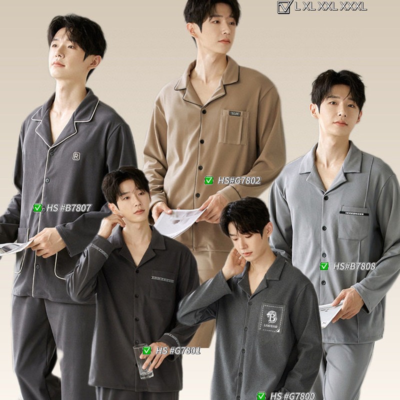 Autumn and Winter Hs Korean Cardigan Lapel German Velvet Men's Suit Thickeneded Warm Pajamas Pure Color 2-Piece Home Clothes