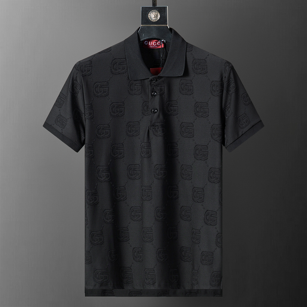 Cross-border versión correcta 26 nuevo polo para hombres color sólido negocios Jacquard casual con solapa de punto manga corta 1