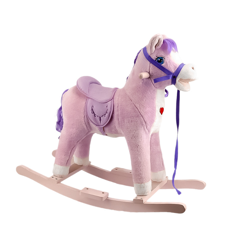 Caballo Mecedora de Unicornio para Niños de Peluche y Madera Maciza con Música y Sonido
