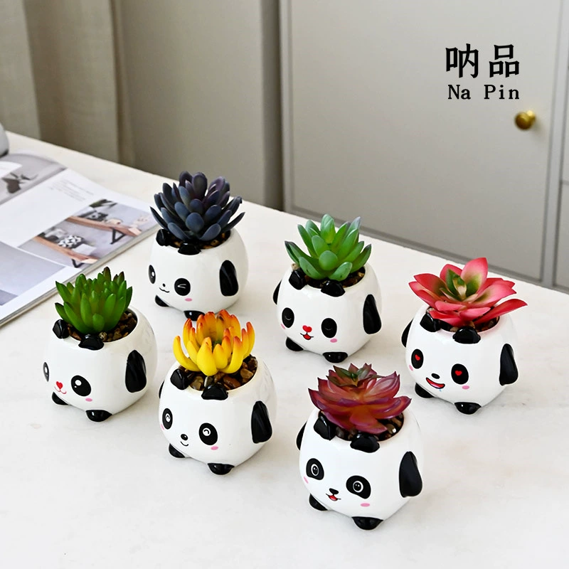 Новый керамический цветочный горшок для суккулентов панды прибытия трансграничный экспортный рынок внешней торговли для прямых продаж с фабрики