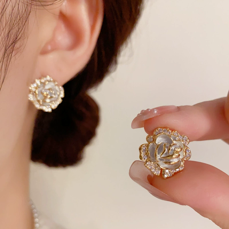 Серебряная игла, цирконий, горный чай, модные серьги, образец серебро 925, стиль высокого качества, стиль лёгкой роскоши, оптовая