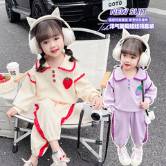 女童套裝春秋款2024新款時髦洋氣兒童裝休閒兩件套小女孩寶寶春裝