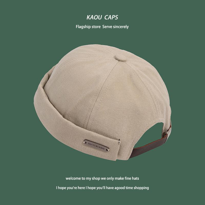 Retro sombrero mujer otoño invierno elegante calles sin cornisa sombrero maestro japonés hip-hop cúpula pulgada sombrero de piel de melón hombre al por mayor