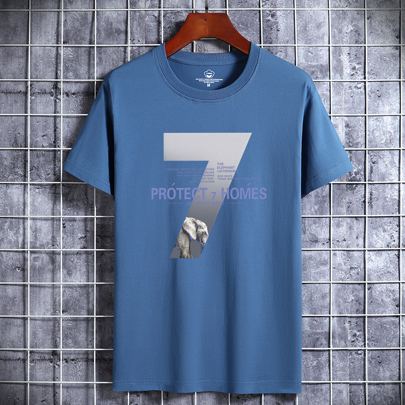 Camiseta de manga corta para hombres de verano nuevo cuello redondo de algodón de moda más tamaño de los hombres de Hong Kong estilo estudiante top de fondo entrega de media manga