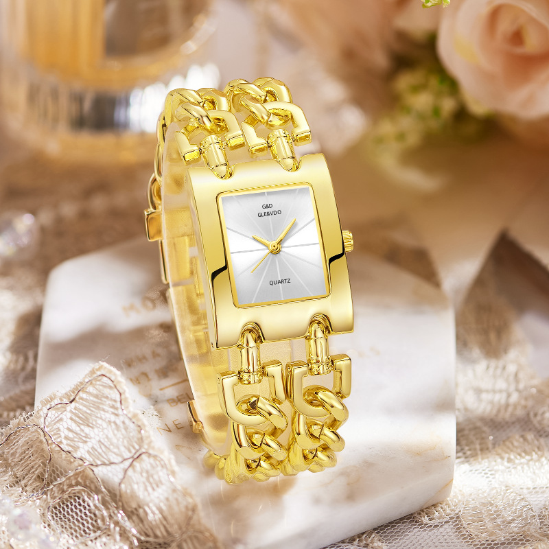 G & D Geston IP Electroplated Fashion Watch AliExpress Two Chains European and American Explosions Watch Women's Non-mechanical Watch