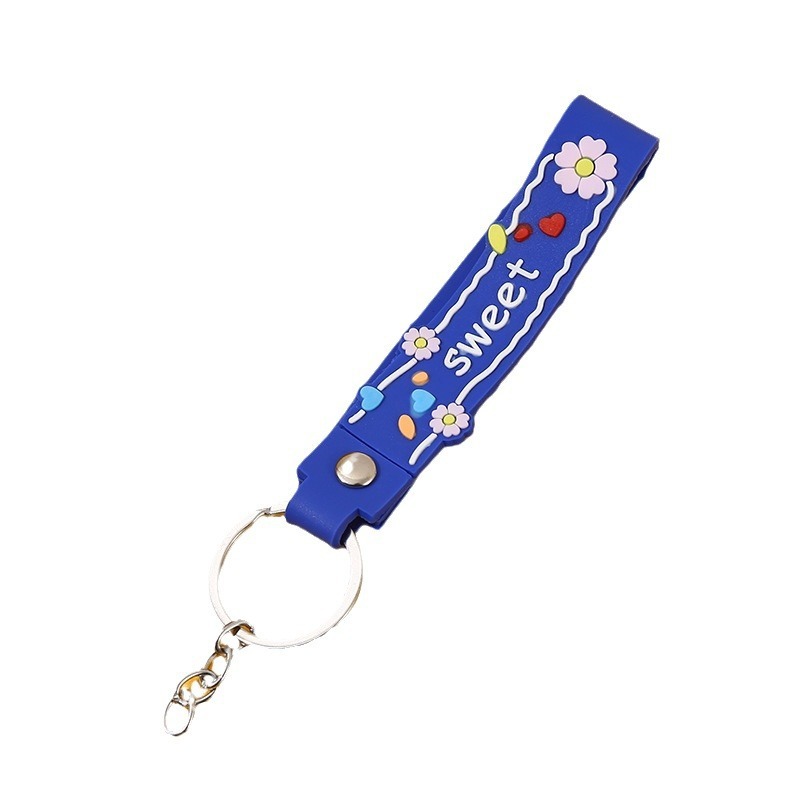 新しいpvcソフトゴム革紐キーホルダーsweet花カラーキャンディー色漫画革紐鍵ストラップ部品|undefined