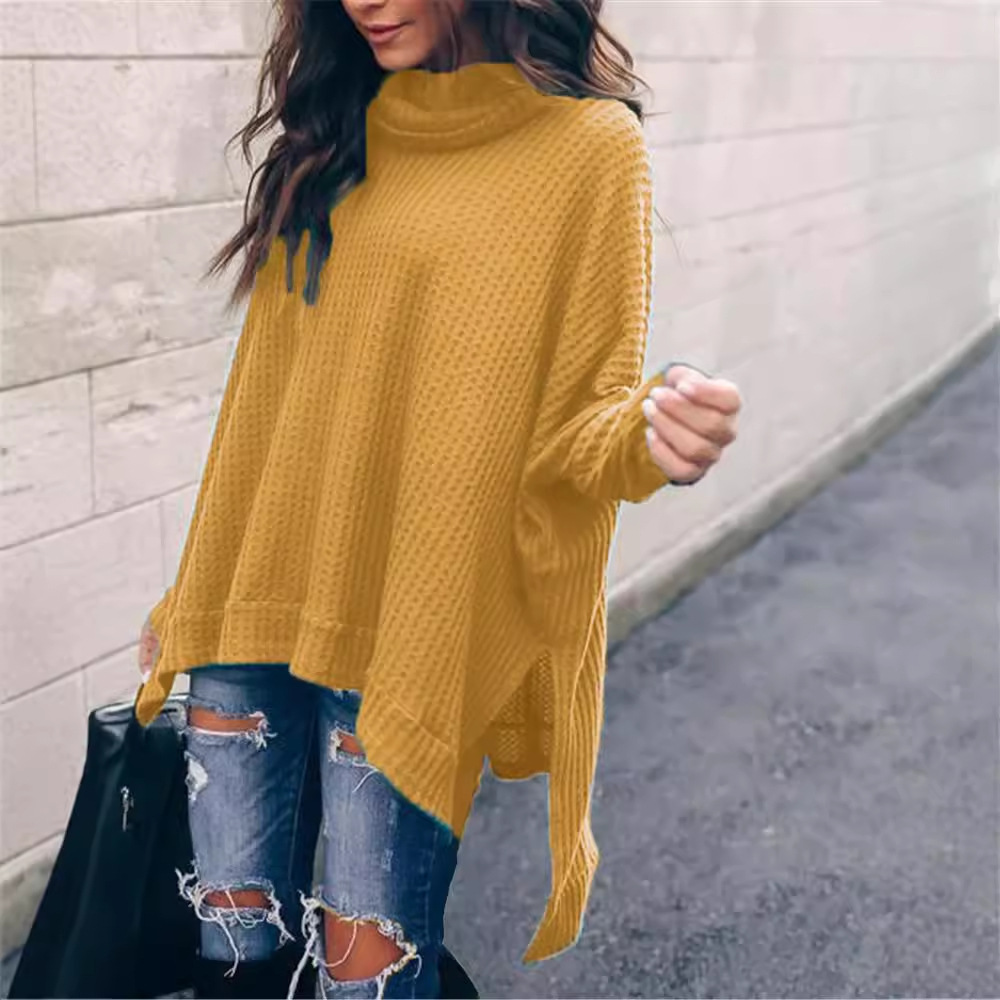 Europa y América transfronteriza AliExpress Amazon otoño nueva moda de cuello alto manga larga blusa irregular suéter