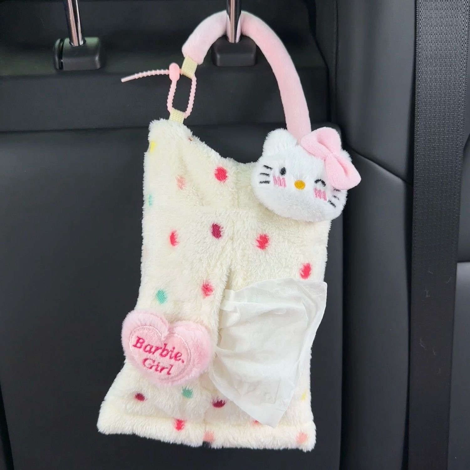 Cute Kitty Cat Car Tissue Box, Hanging Tissue Box for Car Interior, Decorative Car Tissue Hanging Bag, Storage Bag for Women