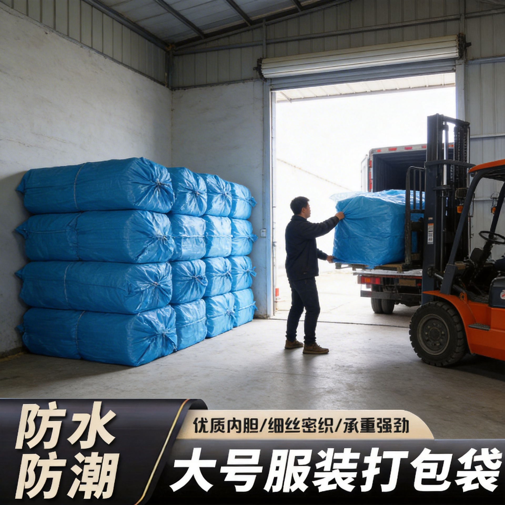 Bolsas de tejido de embalaje de ropa azul grueso impermeable bolsa de piel de serpiente bolsa de envío de paquetes de transporte expreso fábrica directa