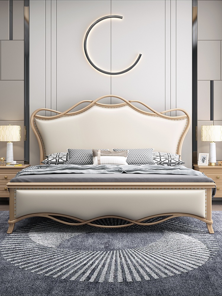 American solid wood bed double bed Main bedroom wedding bed modern minimalist 1.8M bedroom princess storage bed one generation