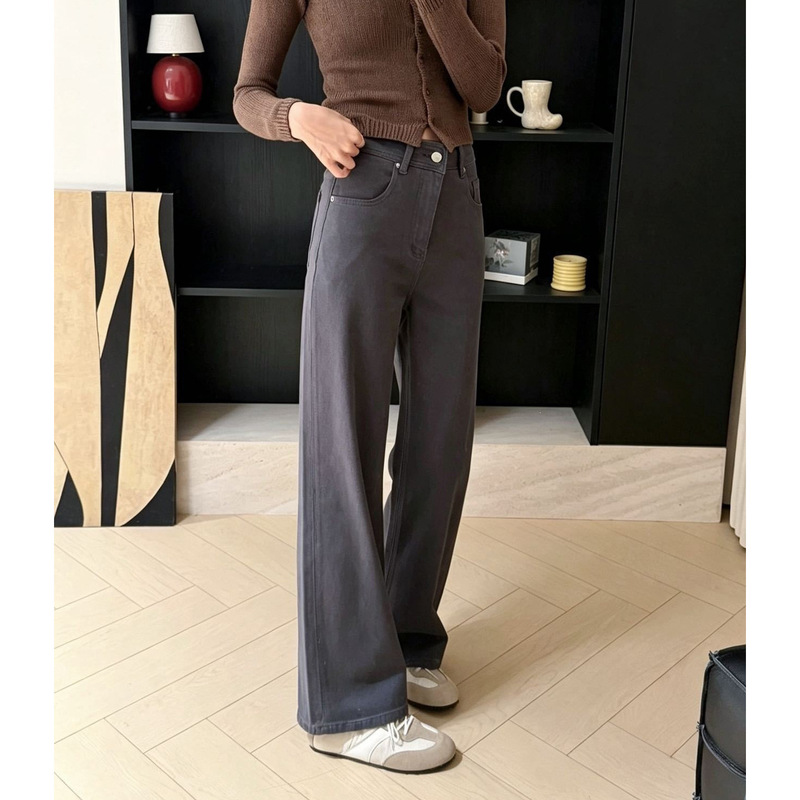Autumn French-style straight-leg jeans for women, high-waisted, vintage, stretchy, loose, slimming, straight-leg pants, versatile, wholesale and dropshipping available