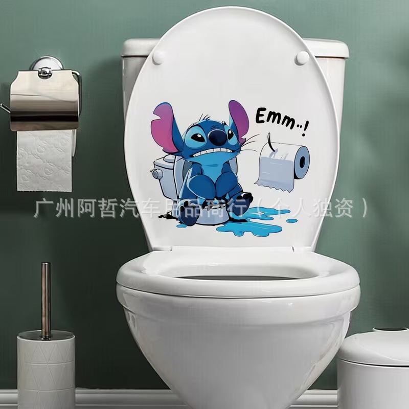 Cross-Border Temu Xiyin Dropshipping Stitch Toilet Sticker Wall Bathtub Toilet Seat Decorative Decal Waterproof Sticker