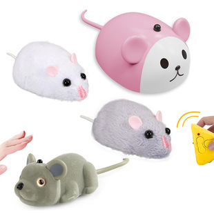 Remote control infrared mouse simulation mini cartoon hamster animal cheese cute funny cat toy pet interactive cross-border