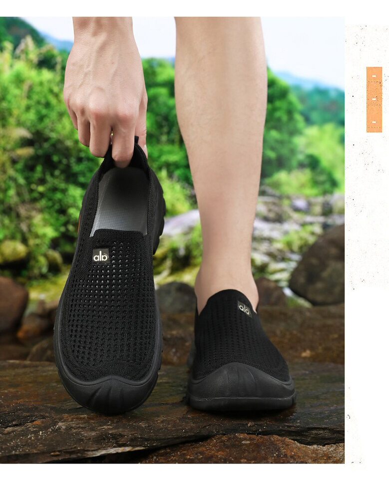 Giày nam lưới thoáng khí chân bè đế mềm chống trượt, kiểu giày lười cổ thấp — Màu nâu cà phê, màu xám, màu đen chi tiết 20