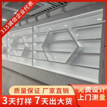 高端实木烤漆化妆品展示柜公司展厅样品间荣誉墙置物架直播陈列柜