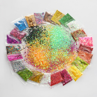 Cross-Border Flash Laser Glitter Sequin Bagged Mixed Manicure Material Package Gold Onion Powder Jewelry Accessories Wholesale in Stock